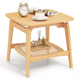 Giantex Rattan Side Table,...