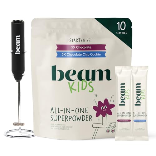 BEAM Kids All in One Superfood Powder, Nutritional Shake, Organic Greens, Probiotics, Vitamins, Immune Support, Gut Health, Superfood, Nutrition for Children, No Artificial Sweeteners, Starter Set