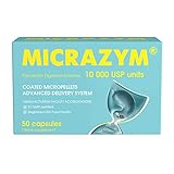 Micrazym AVVA Pharmа Pancreatic Enzymes - 10,000 USP Effective Pancreatic Enzyme Supplements - Digestive Enzymes for Digestion - 50 Fast-Acting Capsules with Amylase, Lipase and Protease