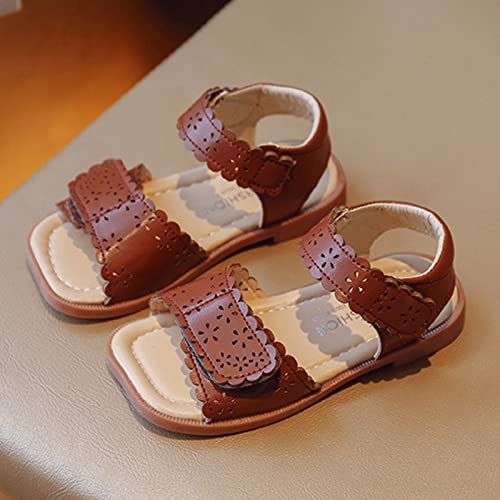 Girls' Sandals Children Sandals Fashion Baby Open Toe Princess Shoes Soft Soled Cut Out Beach Sandals (Brown, 12.5 Little Child)2