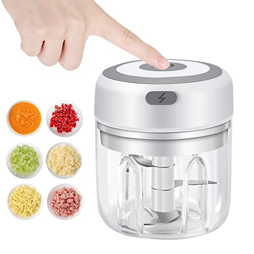 Hviww Electric Mini Garlic Chopper, 250ML USB Mini Food Chopper Garlic Mincer, Vegetable Chopper,...