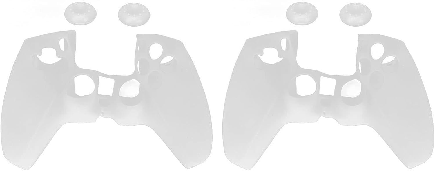 2 Pcs Silicone Protective Cover Case, Handle Silicone Case Suitable for PS5 Controller, Ergonomic Soft Prevent Slipping Dustproof Handle Sleeve for PS5 Controller (White)