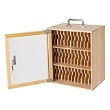 36 Slots Cell Phone Storage Cabinet Wooden+Acrylic Phones Locking Box with Keys