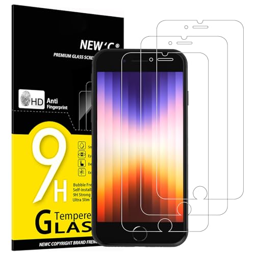 NEW'C 3 Pezzi, Vetro Temperato per iPhone SE 3/2 (modello