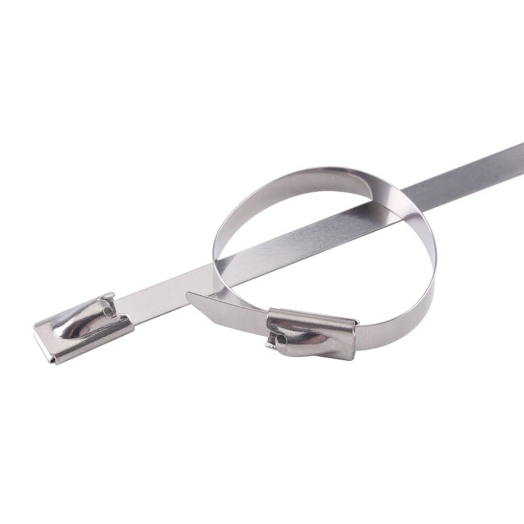 4.6 100pcs 304 Stainless Steel Cable Tie, Heavy Duty Self-Locking Zip Twist Ties(4.6x250mm)