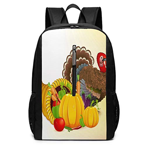 Fruits Vegetable Thanksgiving Turkey Chicken Casual Backpack Shoulder Back Pack Bag for Womens