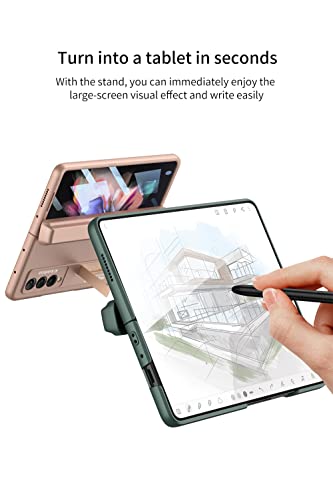 Étui Galaxy Z Fold 3 anti-choc à charnière invisible et cuir vert - 2
