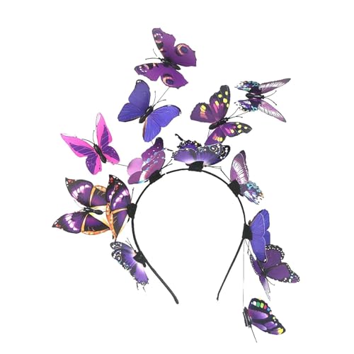 Diadema de mariposa para mujer, diseño de mariposa, para carnaval, carnaval, color lila, talla única