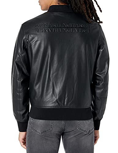 Image of Armani Exchange Men's Faux Leather Embossed Logo Bomber Jacket