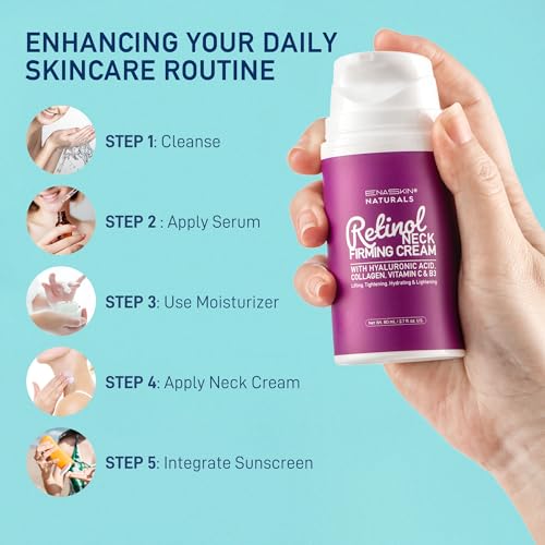Retinol Neck Firming Cream: Advanced Face Tightening and Lifting Cream with Hyaluronic Acid, Collagen and Vitamin C - Tightening Wrinkles, Firming Sagging Skin on Face, Neck, Décolleté - 2.7 Oz