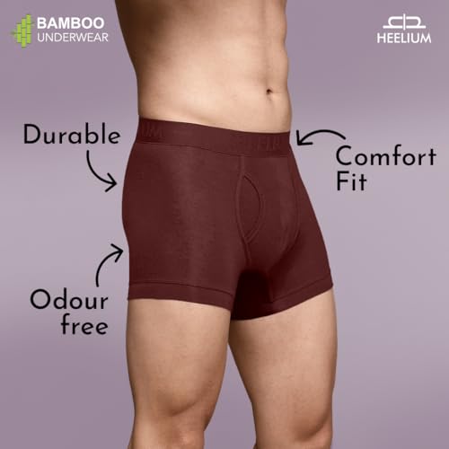 Image of HEELIUM Bamboo Trunks for Men with Keyhole Fly | 3X Softer Than Cotton for All-Day Freshness | Soft & Durable Waistband | Easy Access Underwear for Ultimate Comfort