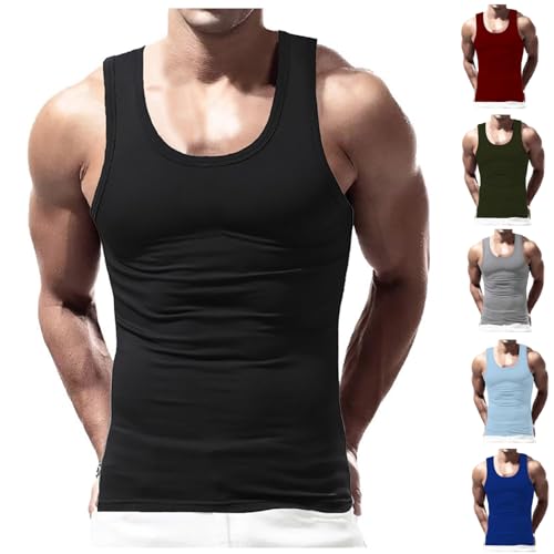YFJRBR Mens Shaper Tank top Wife Beater Mens Pack Tank Top Compression Sauna Slimming Summer Black White Ribbed Stringe Knocker Undershirts Black XXL