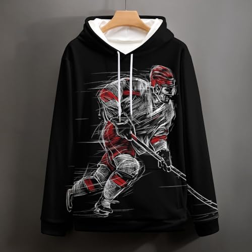 Sweat à capuche hockey sur glace unisexe UMENG - Pull noir taille S - 4