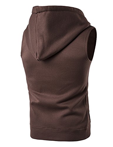 Men’s Hipster Hip Hop Sleeveless Sweatshirt Hoodie Zip Up Longline Tank Top2