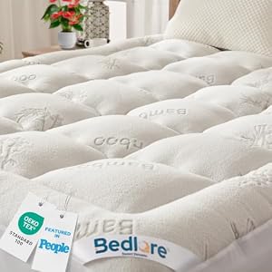 BEDLORE Mattress Topper Double Bed,Viscose Derived from Bamboo Mattress Pad White Double