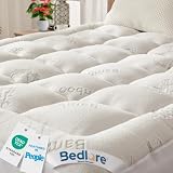 BEDLORE Matratzentopper 140x200cm aus Bambusfaser-Viskose Matratzenauflage mit Dehnbaren Taschen für 30cm Matratze,Weiche Matratzenauflage zur Linderung von Rückenschmerzen (Weiß)
