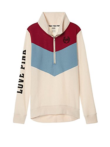 Victorias Secret Pink High/Low Half Zip Sweatshirt Red White Blue (Large)