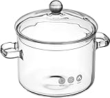 Olla de vidrio transparente para leche, ollas de vidrio resistentes al calor, olla de cocina de vidrio para estufa con tapa para pasta, fideos, sopa, olla
