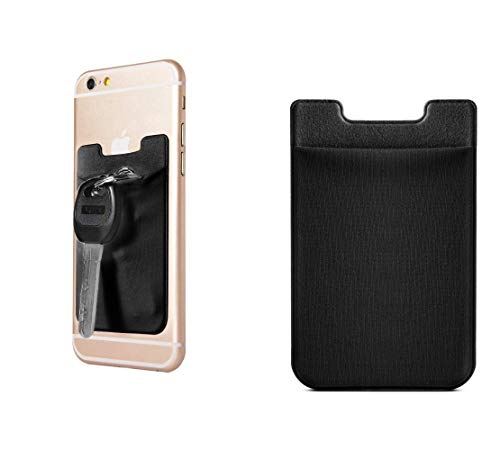 GDMINLO Phone Card Holder Stretchy Cell Phone Wallet,1 Pack, Stick on Wallet Pocket Credit Card ID Case Pouch Sleeve Compatible with iPhone, Android and Most Smartphones, Black