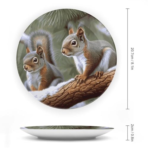 Plato decorativo Little Squirrel de porcelana de hueso blanco miniatura 2