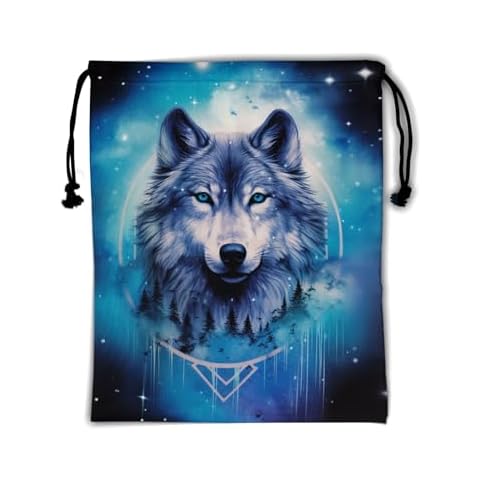 Nerxy Forest Wolf Gymnastics Grip Bag - Galaxy Wolf Drawstring Grip Bag for Gymnasts Animal String Bag Adjustable Wildlife Gym Drawstring Pouch for Travel Sports Cover