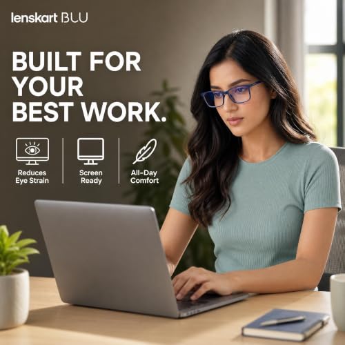 Buy LENSKART BLU | Zero Power Blue Cut Computer Glasses | Anti Glare, Lightweight & Blocks Harmful Rays | 100% UV Protected | Full Rim Rectangular | For Men & Women | Large | LB E13737 at Amazon.in - Image 7