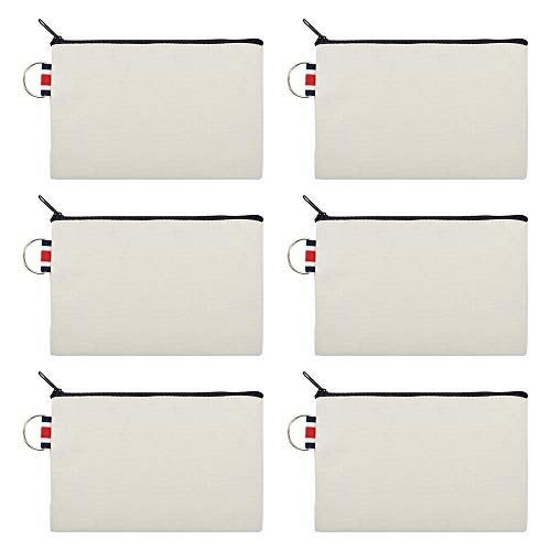 Aspire 6-Pack Canvas Pouches With Metal Ring, Diy Craft Storage Bags, 6 X 4 Inch - Natural #TOP29