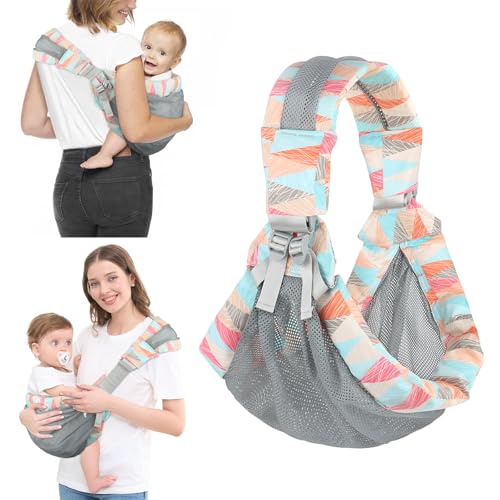 Portabebés Portátil, Porteo Bebe Ergonomica, Porta Bebes Elastico Ajustable, Plegable Mochila Porteo Bebe Multifuncional, Malla Transpirable Baby Carrier para Bebés y Niños Pequeños de 0-36 Meses