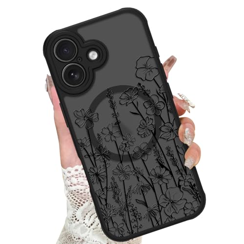 Image of KANGHAR Case for iPhone 17 Florals Pattern | [Compatible with Magsafe] Cute Blooming Flowers Protective Magnetic Case for Girls Women Men