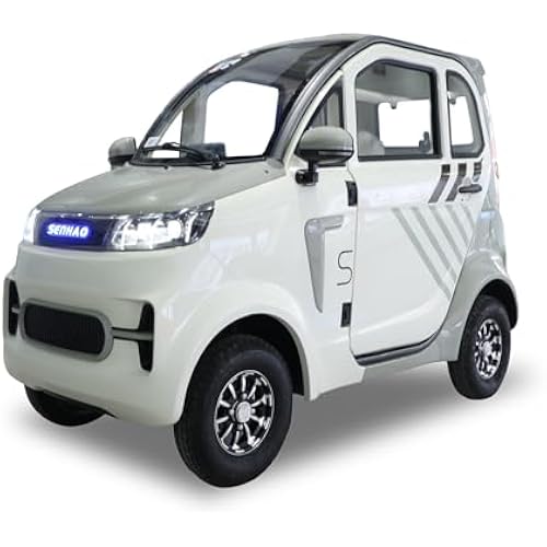 Enclosed Mobility Scooter for Seniors, All-Weather 4 Wheel Electric Powered Mobility Vehicle Car for Adults, All-Terrain Mobility Handicap Scooters for Travel, 1500W Motor (Grey)