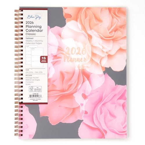 Blue Sky 2026 Weekly and Monthly Planner Calendar, January 2026 - December 2026, 8.5' x 11', Flexible Cover, Laminated Tabs, Durable Twin Wire Binding, Storage Pocket, Joselyn