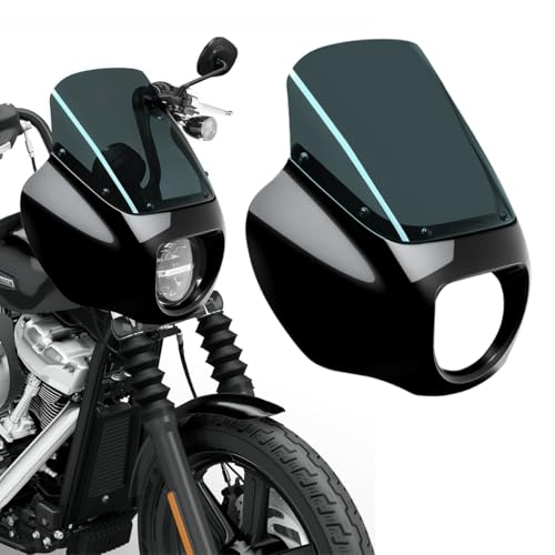 VINTGMT Motorcycle Fairing with 13' Smoke Motorcycle Windshield Quarter Fairing for Harley Street Bob FXBB 2018–2020 2025 FXBBS 2021–2024 Softail Standard FXST 2020–2024