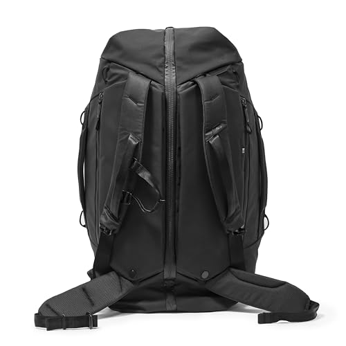 Peak Design Travel Duffelpack 45-65L, Black, Weatherproof Duffel Backpack, Expandable Design, Extra-Long Zip Path, Stowable Straps, Fits Packing Cubes and Camera Cubes, Versatile Duffel Bag for Travel