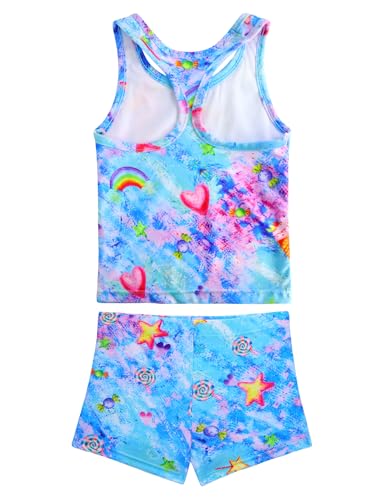 Image of Girls Swimsuits Two Piece Tankini Multicolor Bathing Suits with Boyshort Summer Beach Swimwear Set