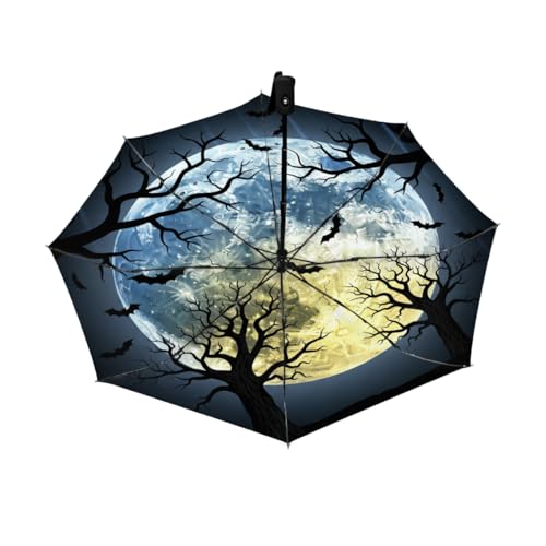 Parapluie compact et coupe-vent automatique au motif de chauve-souris lune