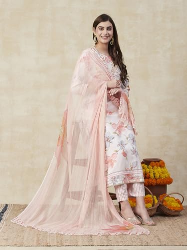 Image of ANNI DESIGNER Cotton Blend Women Kurta Pant With Dupatta