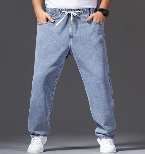 XYGJZ Men's Baggy Jeans Loose Fit Casual Elastic Waist Straight Leg Denim Trousers2