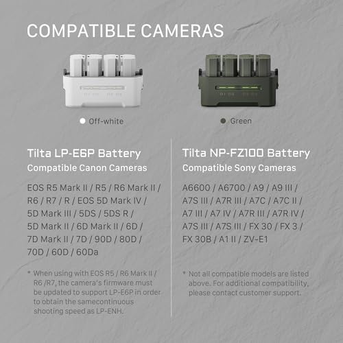Image of Tilta LP-E6P Charging Station Battery Kit, 4-Slot 45W PD USB-C Fast Charger | Compatible with Canon LP-E6 LP-E6P Batteries | High Capacity Charging Hub, 4 Batteries - Off White