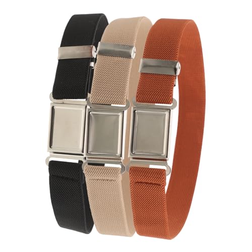3pcs Adjustable Kids Waist Belts Magnetic Buckle Unisex Sturdy Elastic Belts for Boys and Girls for School and Everyday Wear