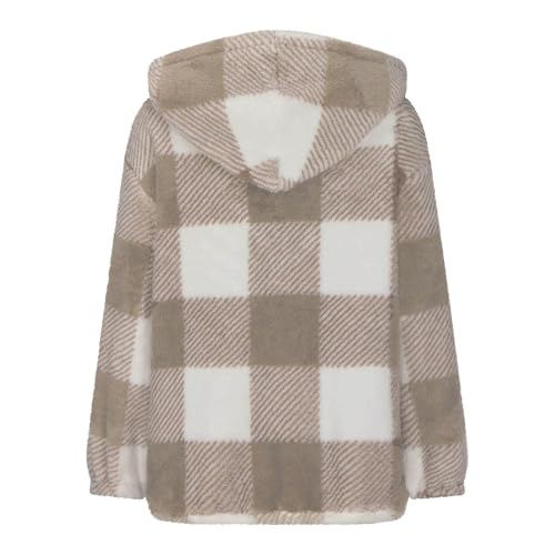 Sherpa Jacket Women Plaid Fuzzy Fleece Jacket Outerwear Winter Warm Shaggy Oversized Zip Up Hoodie Plaid Shacket4