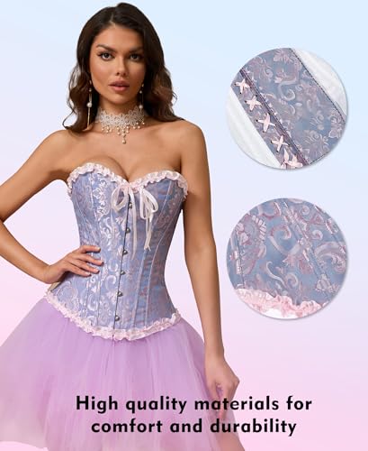 Image of SZIVYSHI Corset Tops for Women, Bustier Shapewear Lingerie, Lace Waist Push Up Bodysuit