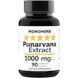 MONOHERB Punarvana 1000 mg - 90 Vegetarian Capsules - Ayurvedic Punarnava Supplement - Boerhavia Diffusa