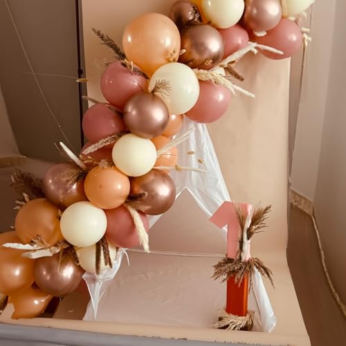 Retro Blush Pink Balloons, 60 Packs 12 Inch Dusty Pink Metallic Chrome Rose Gold White Sand Nude Balloons for Bridal Shower Pumpkin Baby Shower Girls Boho Birthday Wedding Decorations Supplies - Image 6