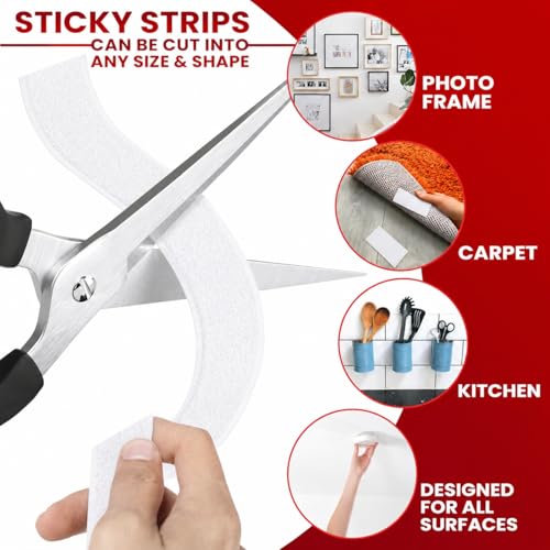 Image of BONZELLA Self Adhesive Hook and Loop Tape, Mosquito Net Mounting Tape for Office use, Photo Frames, Multipurpose Double Sided Adhesive Hook Loop Tape for Crafting & Wall Hanging, White (2M x 25mm)