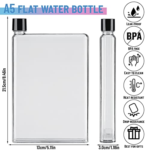 Darryy Flat Water Bottle, a5 Water Bottle 420ml, Flache Wasserflasche, Flache Trinkflasche Auslaufsicher mit Dichtring, Trinkflasche Flach Bpa free, Ultraschlank Passt in Ihre Tasche