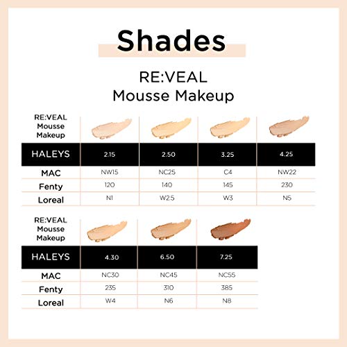 Haleys Re:veal Mousse Makeup (7.25) Vegan, Cruelty-Free Whipped Foundation - Even Skin Tone And Cover Imperfections With Buildable Coverage For A Smooth, Natural Complexion #TOP1