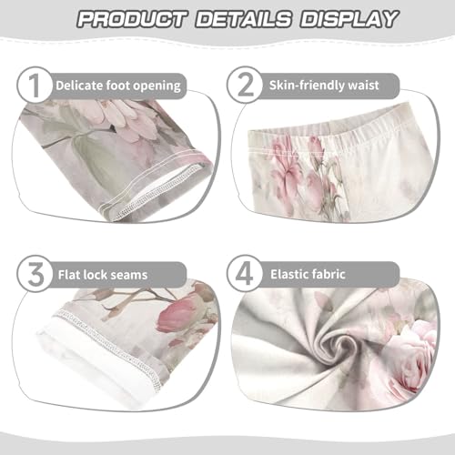 Toddler Girls Leggings Printed Yoga Pants Leggings Pink Bloom Rose for Kids3