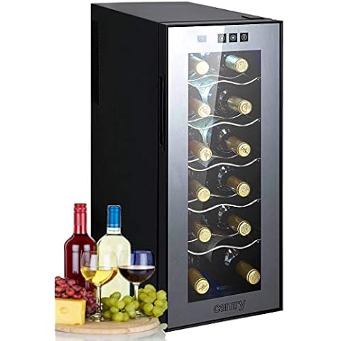 CAMRY Weinkühlschrank 33 Liter 12 Flasche Weinkühler Weinklimakühlschrank Mini Kühlschrank Minibar mit Glastür LED Beleuchtung Cover