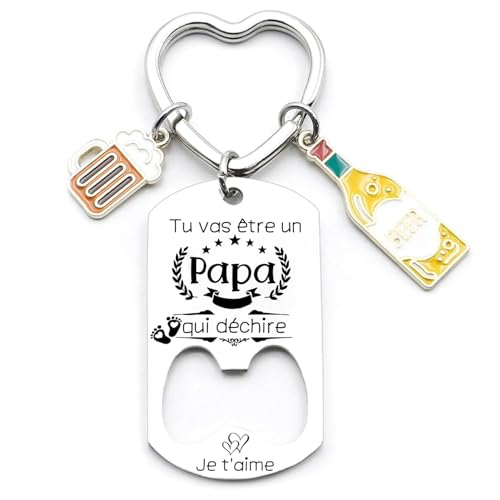 XQXQXZ Regalo per annuncio gravidanza, portachiavi per un futuro papà, futuro papi, futuro padrino, futuro tonton regalo, sarai papà tonton padrino nonno, 1, L