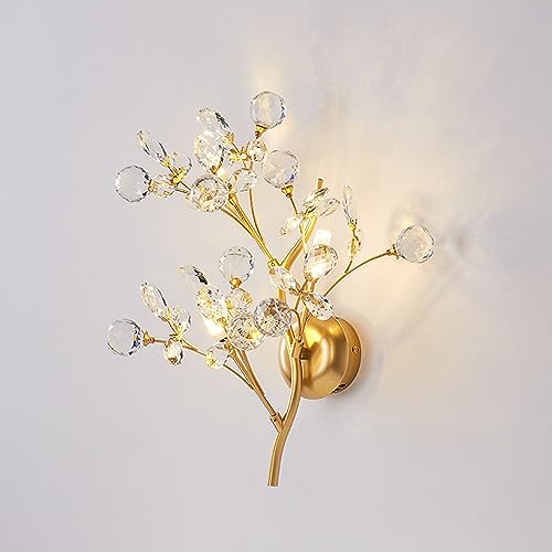 Image of Modern Crystal Wall sconces 3 Light Flower Moulding Wall Light Fixtures Vintage French Wall Lamp Fixtures for Bedroom Living Room Corridor Restaurant Gold B8800 (3 Light)
